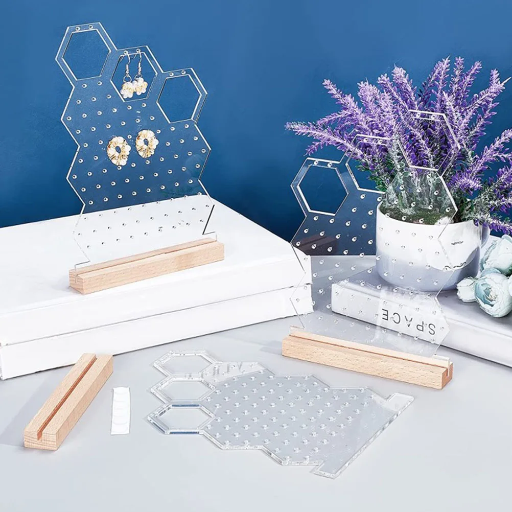 Acrylic Earring Display Rack Honeycomb Jewelry Stand 3D Transparent Desktop Holder Studs Shelf Wood Base Storage ganizer
Acrylic Earring Display Rack Honeycomb Jewelry Stand 3D Transparent Desktop Holder Studs Shelf Wood Base Storage ganizer