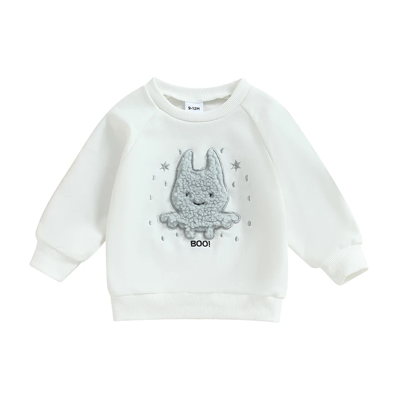 Baby Girls Halloween Casual Sweatshirts White Long Sleeve Ghost Embroidery Loose Fit Pullover Tops
Baby Girls Halloween Casual Sweatshirts White Long Sleeve Ghost Embroidery Loose Fit Pullover Tops