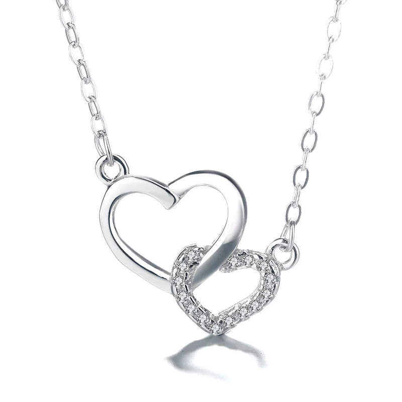 S925 Sterling Silver Zircon Double-Heart Pendant Necklace for Birthday Gift
S925 Sterling Silver Zircon Double-Heart Pendant Necklace for Birthday Gift