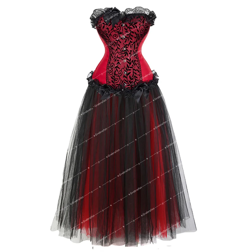 Corset Prom Dresses Lace Overlay Overbust Bustier Skirt Classic Corsage Mujer Princess Basque Skirts Dance Party Costumes
Corset Prom Dresses Lace Overlay Overbust Bustier Skirt Classic Corsage Mujer Princess Basque Skirts Dance Party Costumes