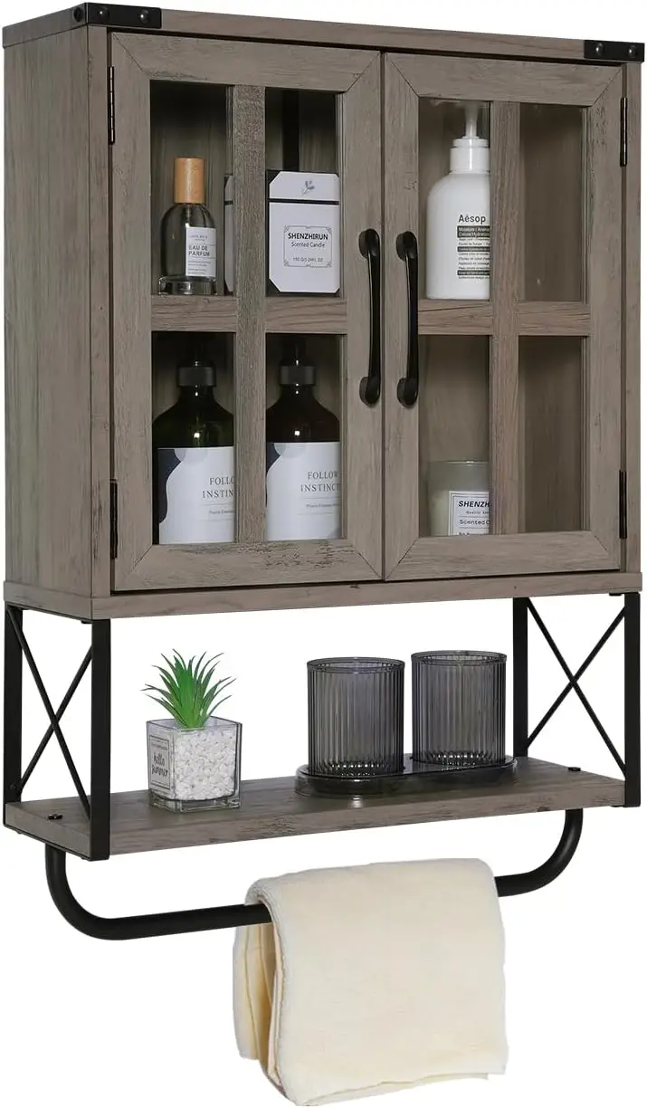 Farmhouse Medicine Cabinet With Cross Glass Doors, Wood Wall Storage Cabinet, 3-Tier Rustic Bathroom Cabinet With Adjustable
Farmhouse Medicine Cabinet With Cross Glass Doors, Wood Wall Storage Cabinet, 3-Tier Rustic Bathroom Cabinet With Adjustable