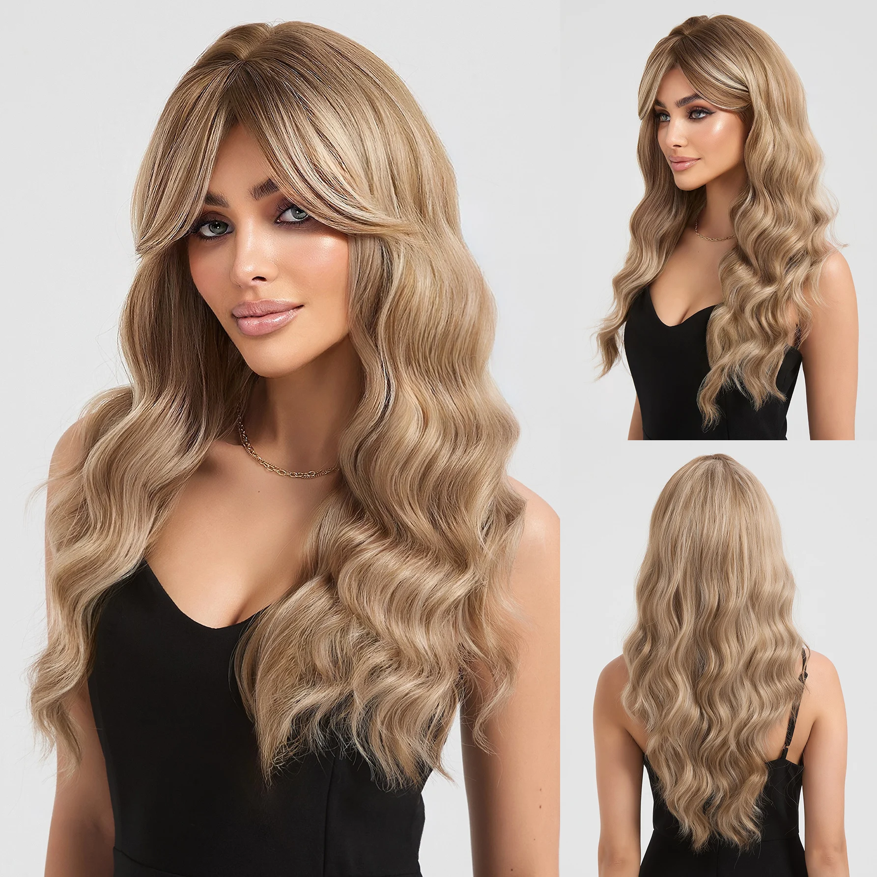 JOVIA 22inch Champagne gold gradient brown wavy long curly synthetic wig water ripple style fluffy natura Temperature Daily
JOVIA 22inch Champagne gold gradient brown wavy long curly synthetic wig water ripple style fluffy natura Temperature Daily