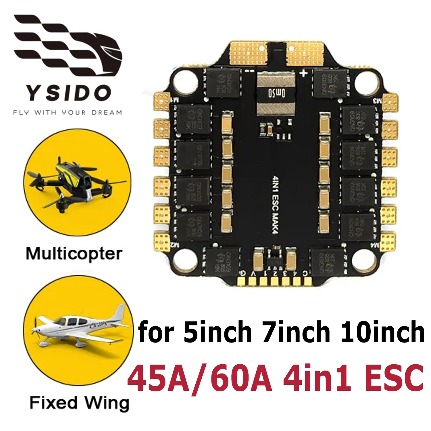 YSIDO BLS 45A / 65A 4in1 ESC 2-6S Lipo for 5 inch 7 inch 10 inch freestyle fpv Racing Drone Quadcopter Model DIY Accessories
YSIDO BLS 45A / 65A 4in1 ESC 2-6S Lipo for 5 inch 7 inch 10 inch freestyle fpv Racing Drone Quadcopter Model DIY Accessories