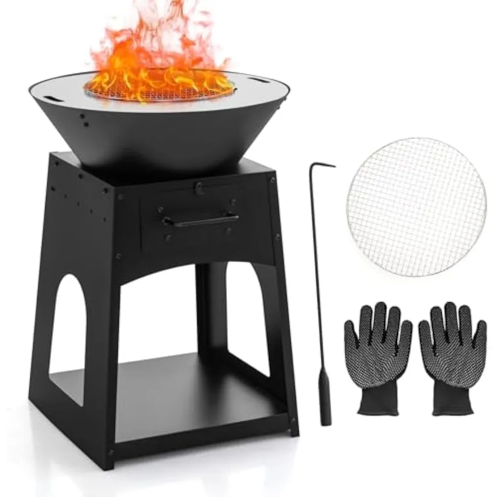 Outdoor Fire Pit with Storage, Patio Wood Burning Fireplace with Grill & Ash Box, Spacious Bottom Storage Compartment, Fire Pok
Outdoor Fire Pit with Storage, Patio Wood Burning Fireplace with Grill & Ash Box, Spacious Bottom Storage Compartment, Fire Pok