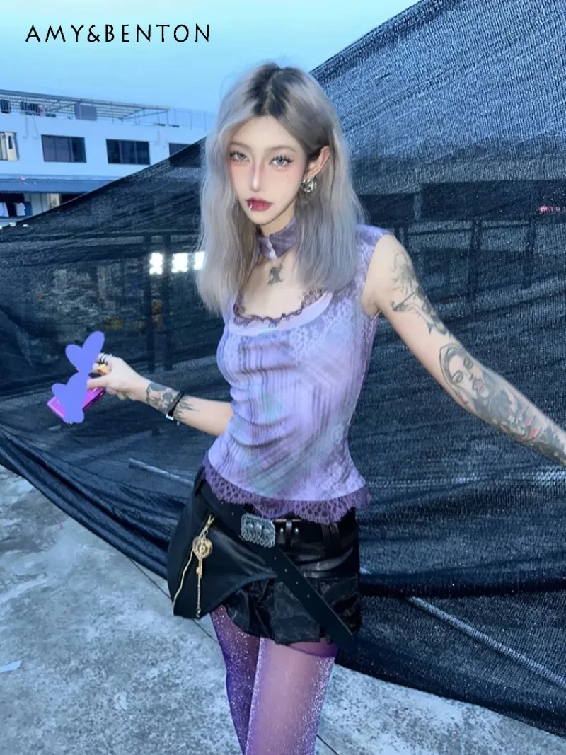 2025 New Japanese Summer Purple Lace Print Splicing Short Sleeve Hot Slim Slim Short Fly Sleeve Top T-shirt For Women
2025 New Japanese Summer Purple Lace Print Splicing Short Sleeve Hot Slim Slim Short Fly Sleeve Top T-shirt For Women