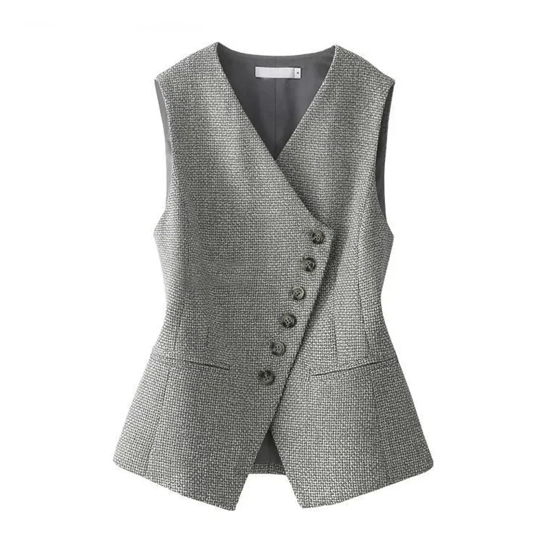 V-neck plaid Single-breasted Sleeveless Vest Jacket Spring Autumn Women's Short Temperament Waistcoat Ladies Coat Tops E5165
V-neck plaid Single-breasted Sleeveless Vest Jacket Spring Autumn Women's Short Temperament Waistcoat Ladies Coat Tops E5165
