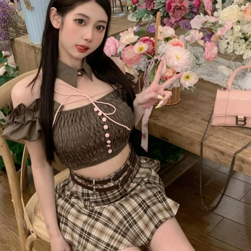 Y2k Sexy Off Shoulder Slim Fit Ruched Strapless Top for Women+ High Waist Plaid A-line Skirts 2025 Summer New Two Piece Sets
Y2k Sexy Off Shoulder Slim Fit Ruched Strapless Top for Women+ High Waist Plaid A-line Skirts 2025 Summer New Two Piece Sets