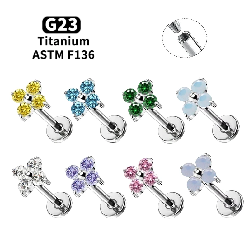 G23 Titanium Cartilage Stud Earrings 16G 4 leaf clover CZ Ear Stud Hypoallergenic Lip Labret Tragus Helix Body Piercing Jewelry
G23 Titanium Cartilage Stud Earrings 16G 4 leaf clover CZ Ear Stud Hypoallergenic Lip Labret Tragus Helix Body Piercing Jewelry