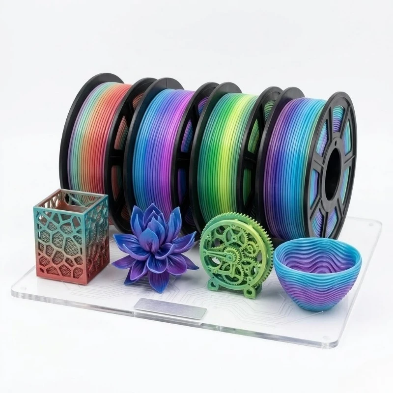 Silk Shiny 4 Types Rainbow Multi Colored Fast Color Change PLA 4 in 1 3D Printer Filament,Compatible with Most FDM Printers
Silk Shiny 4 Types Rainbow Multi Colored Fast Color Change PLA 4 in 1 3D Printer Filament,Compatible with Most FDM Printers