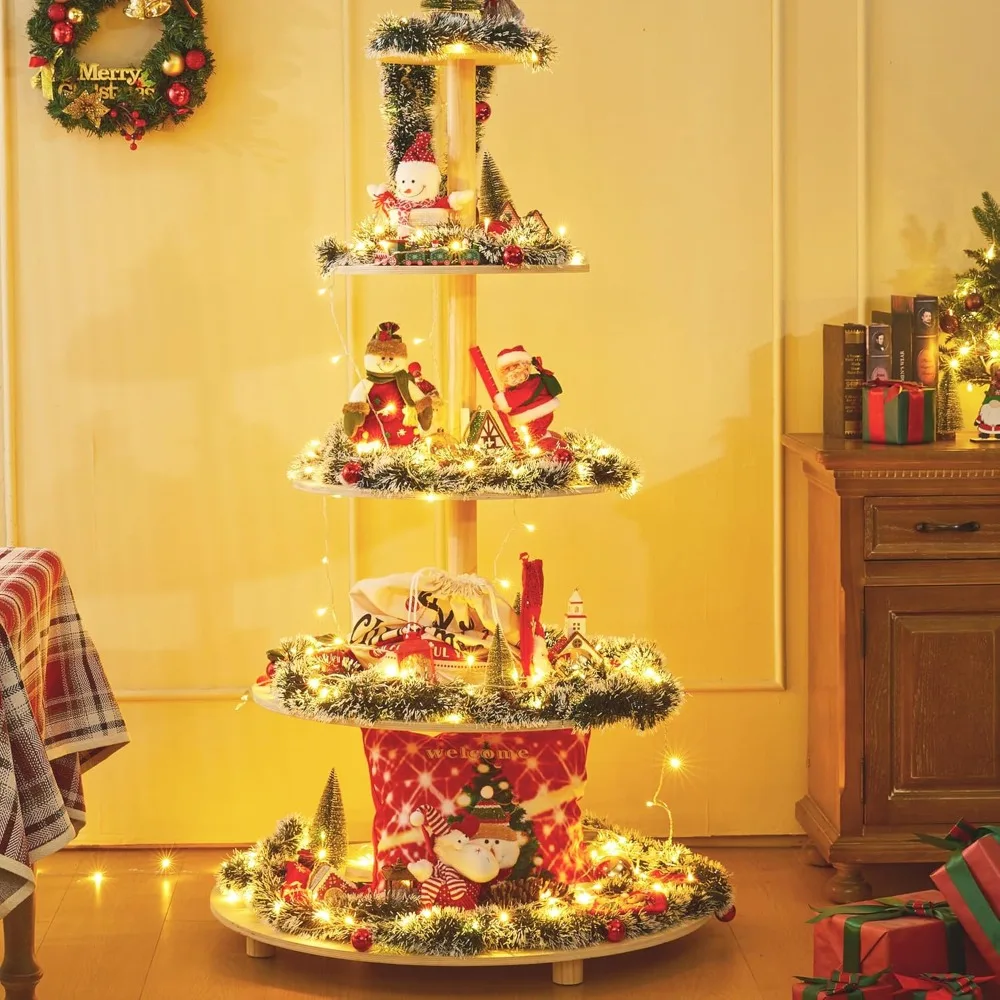 5.15Ft Christmas Tree, 5 Tier Christmas Tree with Shelves-Wooden Christmas Village Tree, DIY Holiday Xmas Trees Display Shelves
5.15Ft Christmas Tree, 5 Tier Christmas Tree with Shelves-Wooden Christmas Village Tree, DIY Holiday Xmas Trees Display Shelves