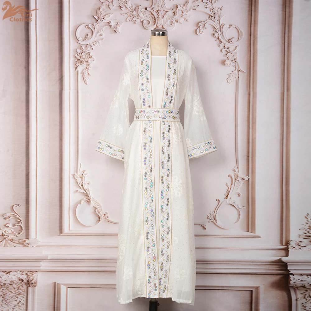 Uni Fashion Elegant Embroidery Maxi Abayas Belt included Dubai Sequins Patchwork Belted Kaftan Two-piece set
Uni Fashion Elegant Embroidery Maxi Abayas Belt included Dubai Sequins Patchwork Belted Kaftan Two-piece set