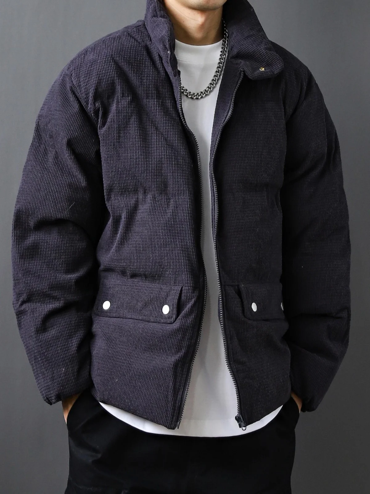 Thiened Corduroy Men's Winter Jaet Stand Collar Warm Faionable Large Size American Cotton Coat Regular Length
Thiened Corduroy Men's Winter Jaet Stand Collar Warm Faionable Large Size American Cotton Coat Regular Length