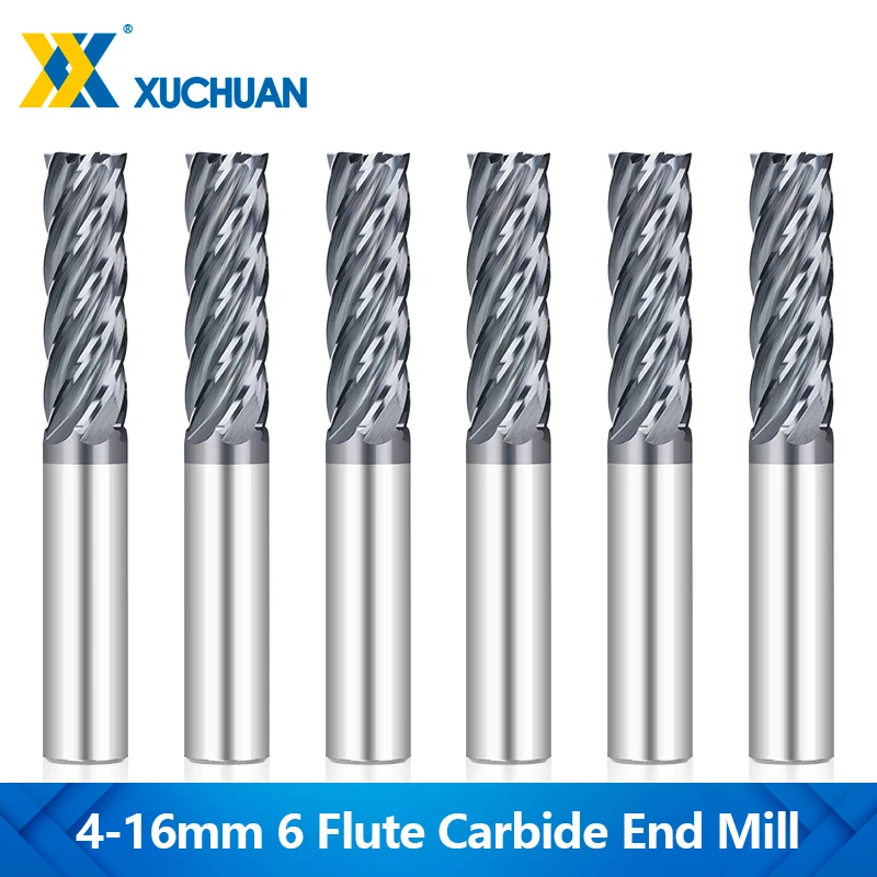 XUCHUAN 1PC CNC Router Bit 6 Flute Milling Cutter 4-16mm Shank Carbide End Mill TiAN Coated HRC55 CNC Machining Milling Tools
XUCHUAN 1PC CNC Router Bit 6 Flute Milling Cutter 4-16mm Shank Carbide End Mill TiAN Coated HRC55 CNC Machining Milling Tools