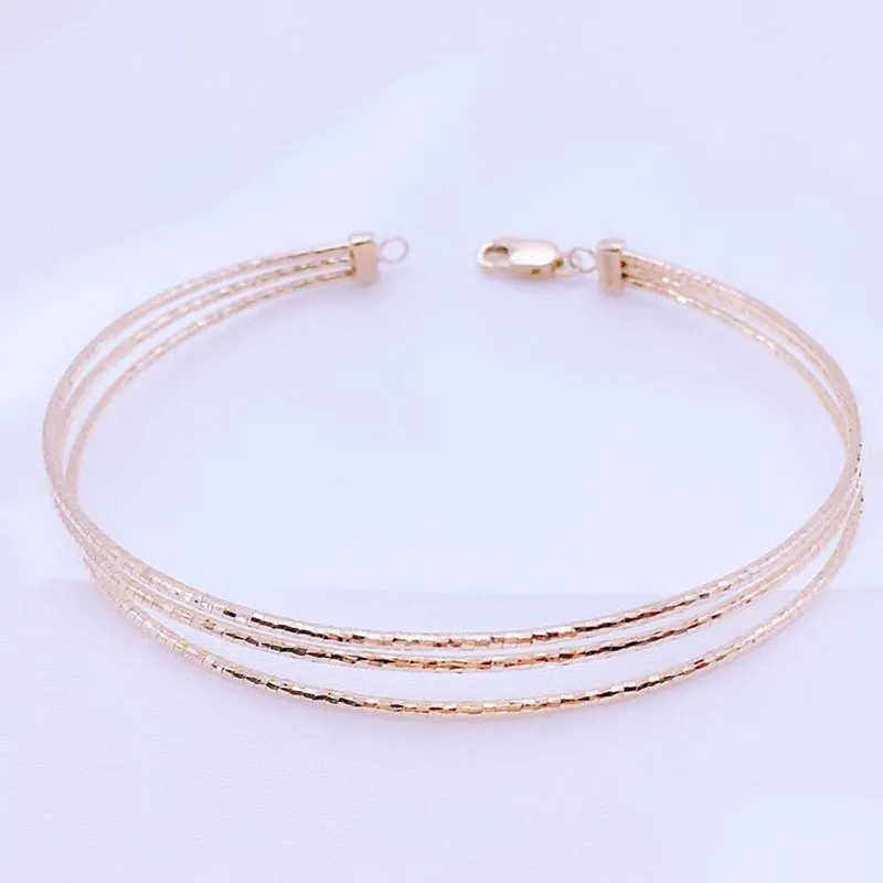 585 purple gold plated 14K rose gold three-layer charm bracelet fashion classic creative wedding jewelry women accessories
585 purple gold plated 14K rose gold three-layer charm bracelet fashion classic creative wedding jewelry women accessories