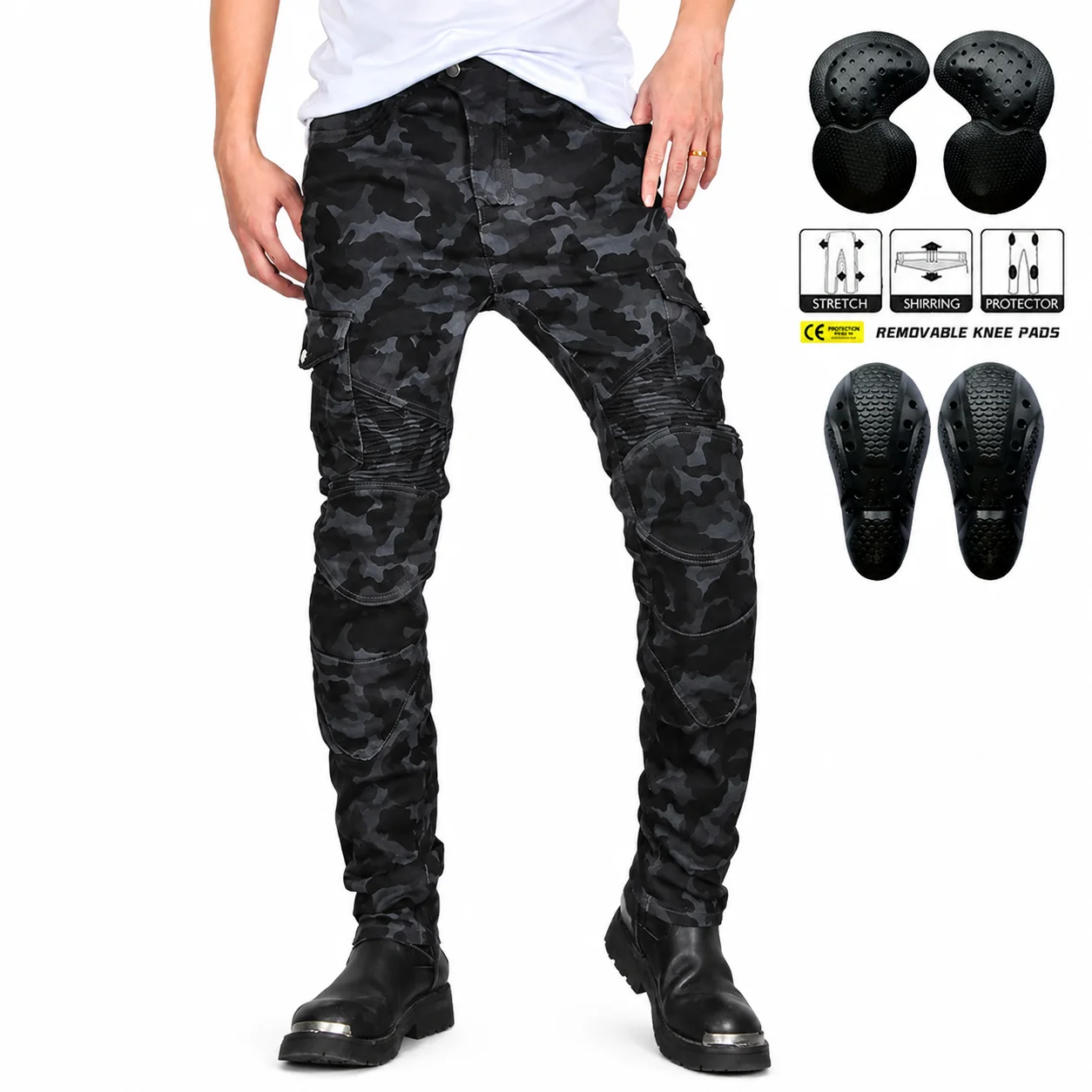 Men Motorcycle Riding Pants CE Protection Moto Jeans Camouflage Multi Pocket Anti-Fall Biker Trousers Slim Fit
Men Motorcycle Riding Pants CE Protection Moto Jeans Camouflage Multi Pocket Anti-Fall Biker Trousers Slim Fit