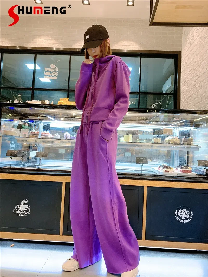 European Goods Spring Autumn New Short Sweatshirt Fashion Outfit Hoodie Coat Loose Wide-Leg Pants Women's Two-Piece Suit
European Goods Spring Autumn New Short Sweatshirt Fashion Outfit Hoodie Coat Loose Wide-Leg Pants Women's Two-Piece Suit