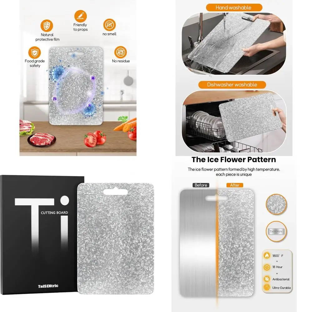 Reversible Pure Titanium Chopping Board with Hanging Handle, BPA-Free, Dishwasher Safe, 15.75x11
Reversible Pure Titanium Chopping Board with Hanging Handle, BPA-Free, Dishwasher Safe, 15.75x11