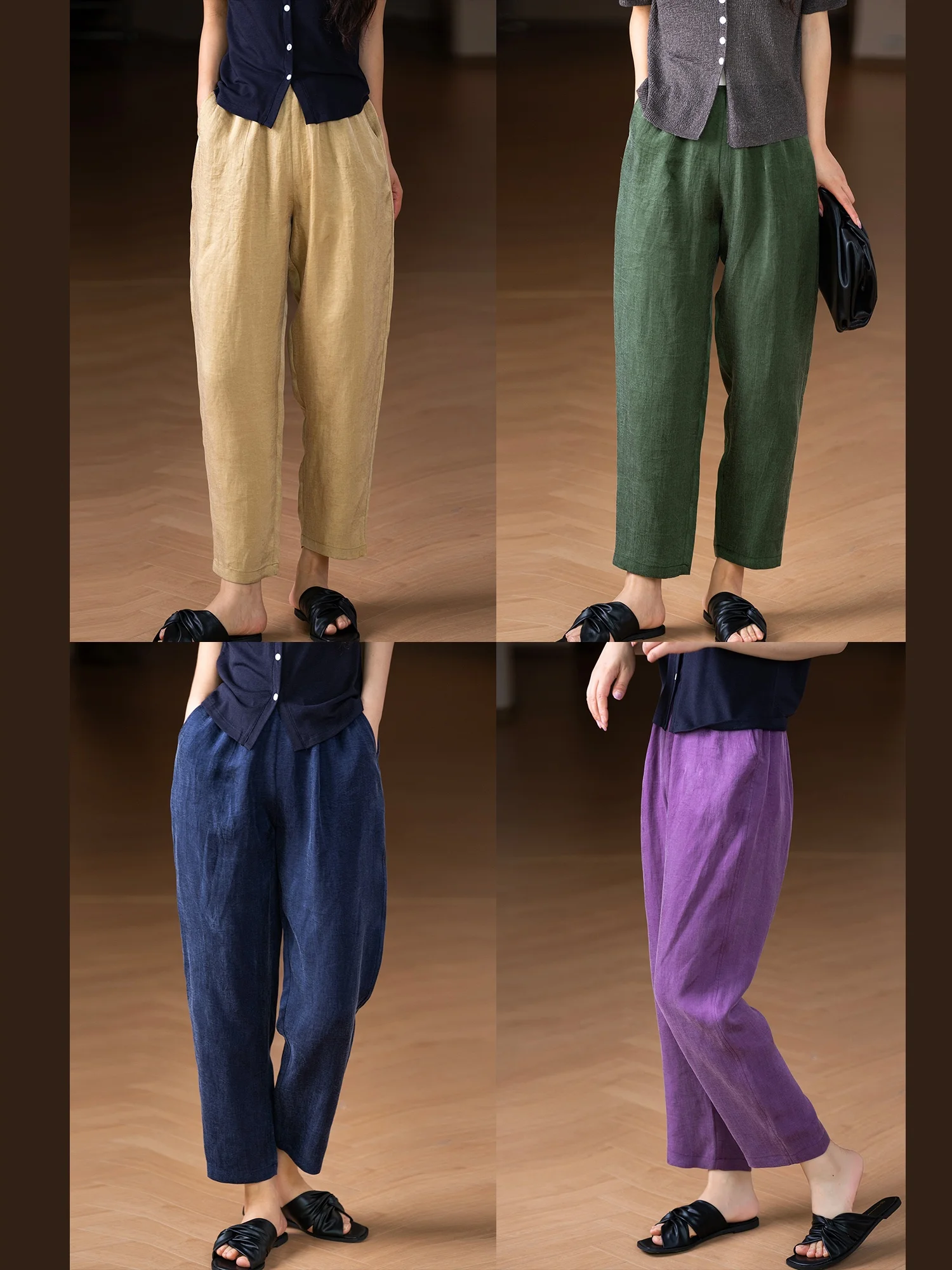 Summer Casual Pants Elastic Waist Copper Ammonia Rayon Lyocell Linen Harem Pant Style High Waist Loose Fit Commute Style
Summer Casual Pants Elastic Waist Copper Ammonia Rayon Lyocell Linen Harem Pant Style High Waist Loose Fit Commute Style