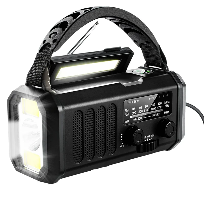 Emergency Weather Radio Hand-Cranked Solar Radio 20000Mah Radio FM/AM/WB Hand Crank Radio Flashlight Black
Emergency Weather Radio Hand-Cranked Solar Radio 20000Mah Radio FM/AM/WB Hand Crank Radio Flashlight Black