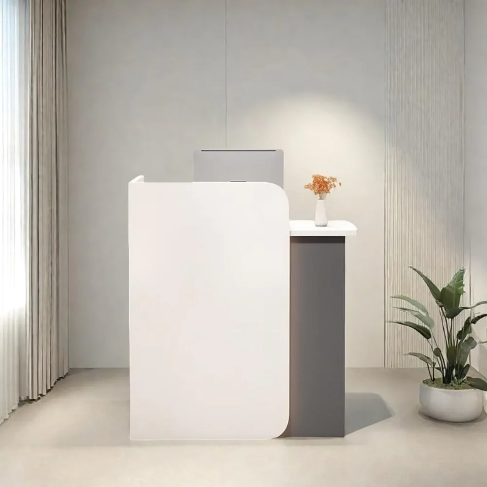 Small Reception Desk for Small Spaces with Lockable Drawer, Compact Office Desk & Salon Reception Counter | Curved Baffle Design 
Small Reception Desk for Small Spaces with Lockable Drawer, Compact Office Desk & Salon Reception Counter | Curved Baffle Design