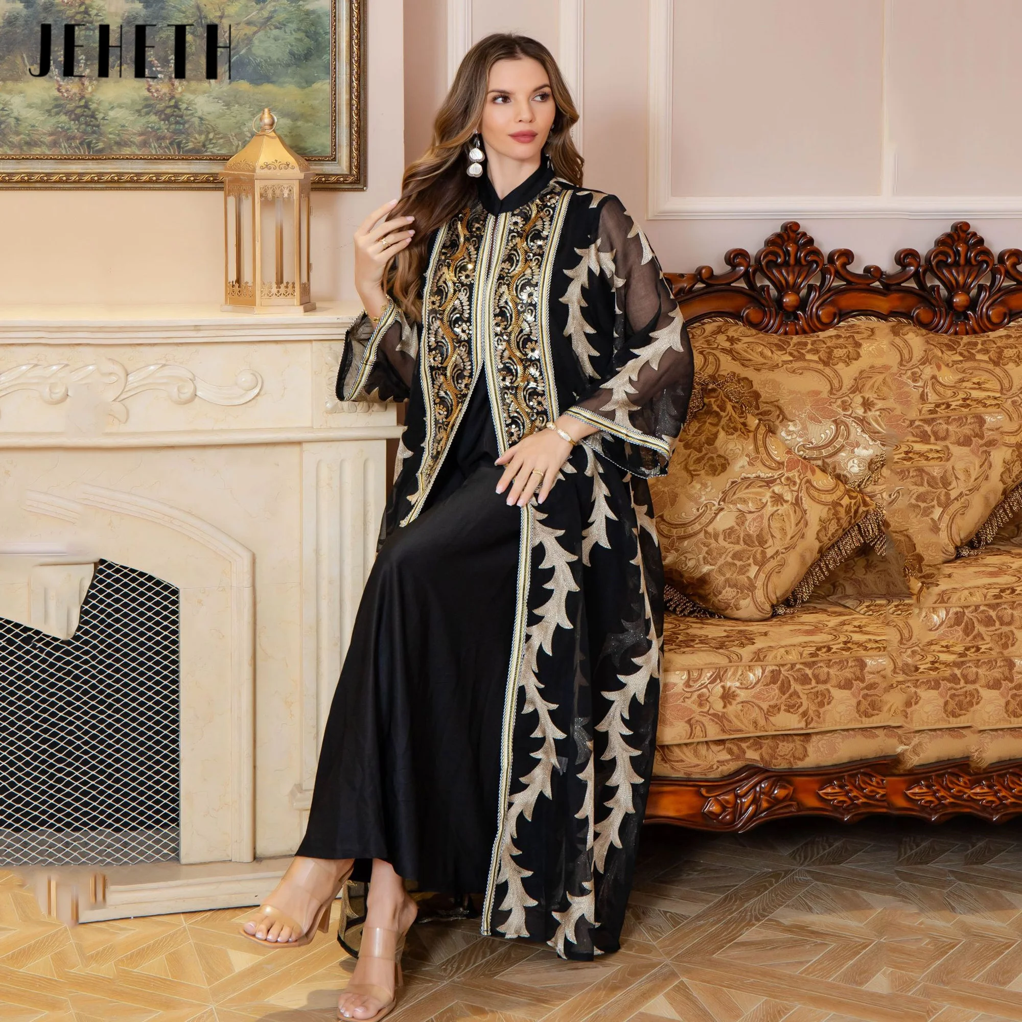 Summer New Heavy Industry Mesh Embroidered Robe Dubai Party Dress Middle Eastern Long Dress Muslim Women's Robe 2025 Customized
Summer New Heavy Industry Mesh Embroidered Robe Dubai Party Dress Middle Eastern Long Dress Muslim Women's Robe 2025 Customized