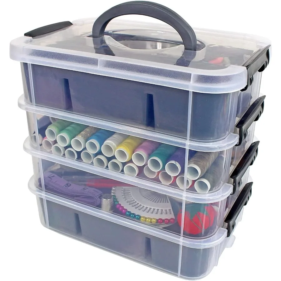 Stackable Storage Container with 2 Trays for Craft Organization Gray Art Supply Organizer Box with Removable Trays Ideal for Be
Stackable Storage Container with 2 Trays for Craft Organization Gray Art Supply Organizer Box with Removable Trays Ideal for Be