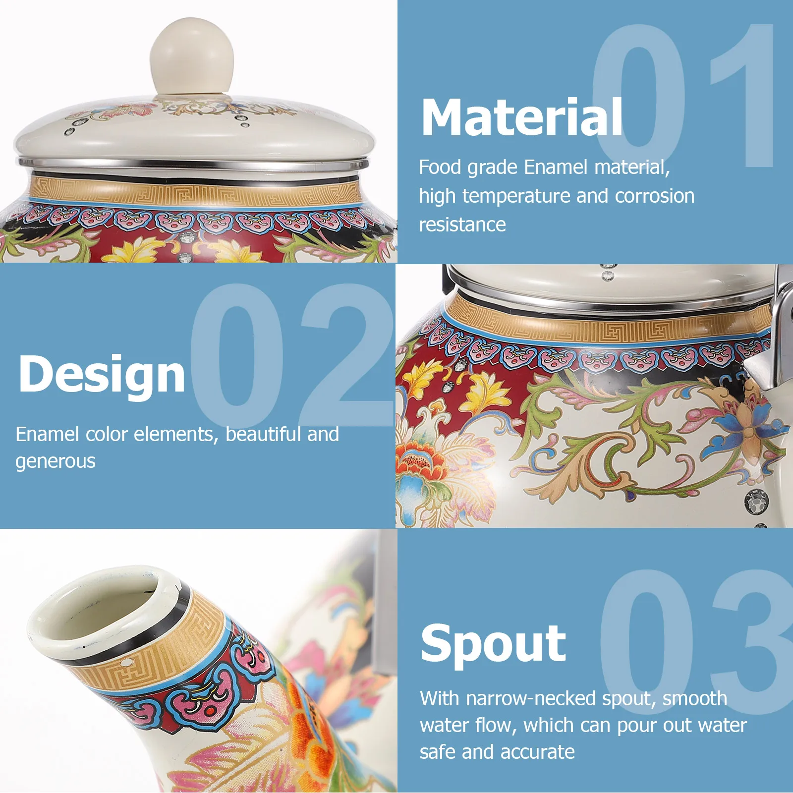 Retro Enamel Household Thickened Tea Kettle Enameled Water Kettle Hot Sturdy Narrow Spout Smooth Flow Arc Handle
Retro Enamel Household Thickened Tea Kettle Enameled Water Kettle Hot Sturdy Narrow Spout Smooth Flow Arc Handle