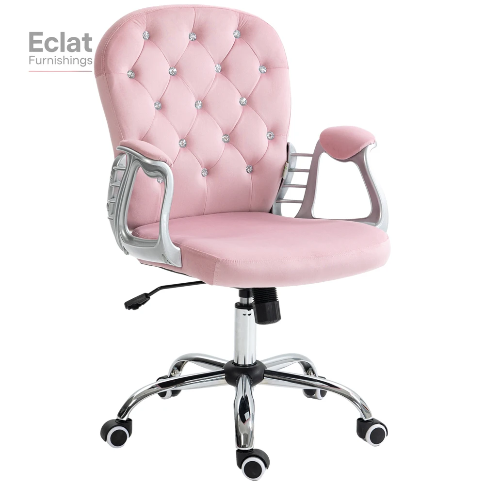 Vinsetto Velvet Home Office Chair, Button Tufted Desk Chair with Padded Armrests, Adjustable Height and Swivel Wheels, Pink
Vinsetto Velvet Home Office Chair, Button Tufted Desk Chair with Padded Armrests, Adjustable Height and Swivel Wheels, Pink