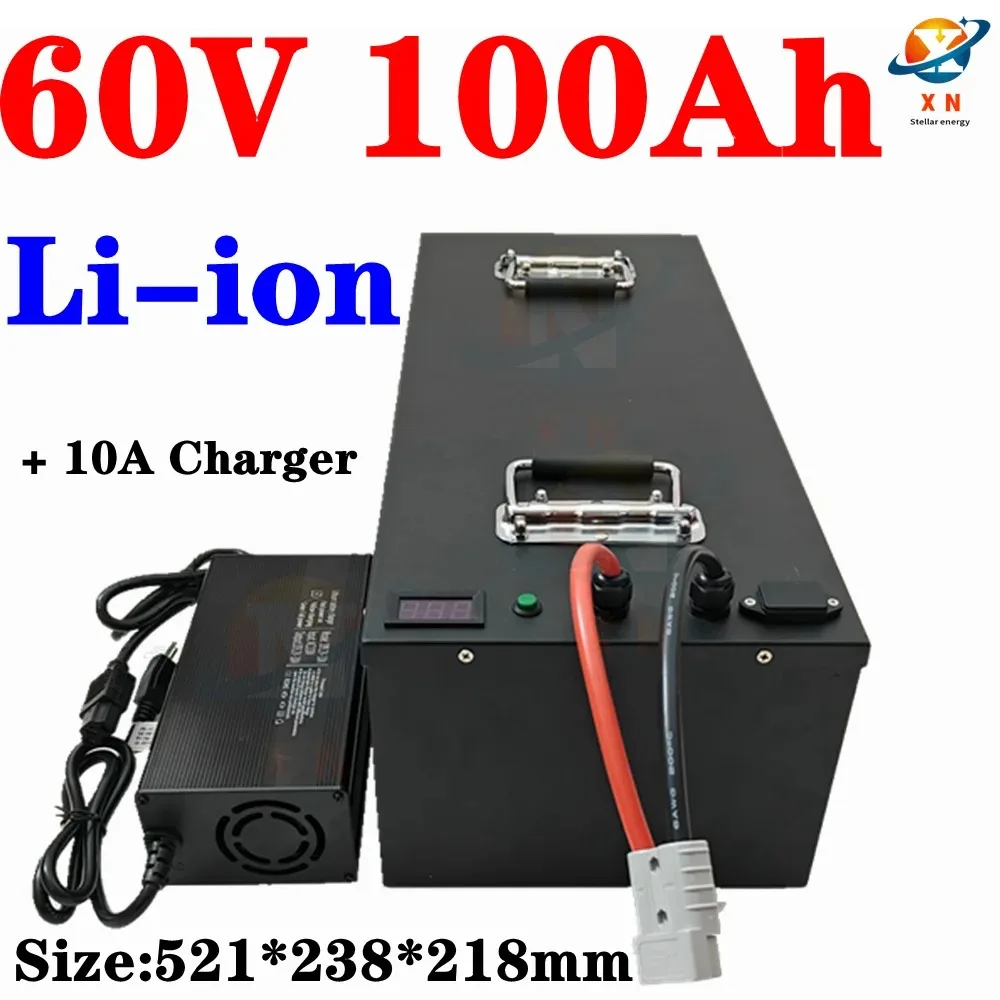 Waterproof 60V 100Ah Li-ion battery with BMS for scooter Forklift sweeper Sightseeing car AGV + 10A charger
Waterproof 60V 100Ah Li-ion battery with BMS for scooter Forklift sweeper Sightseeing car AGV + 10A charger
