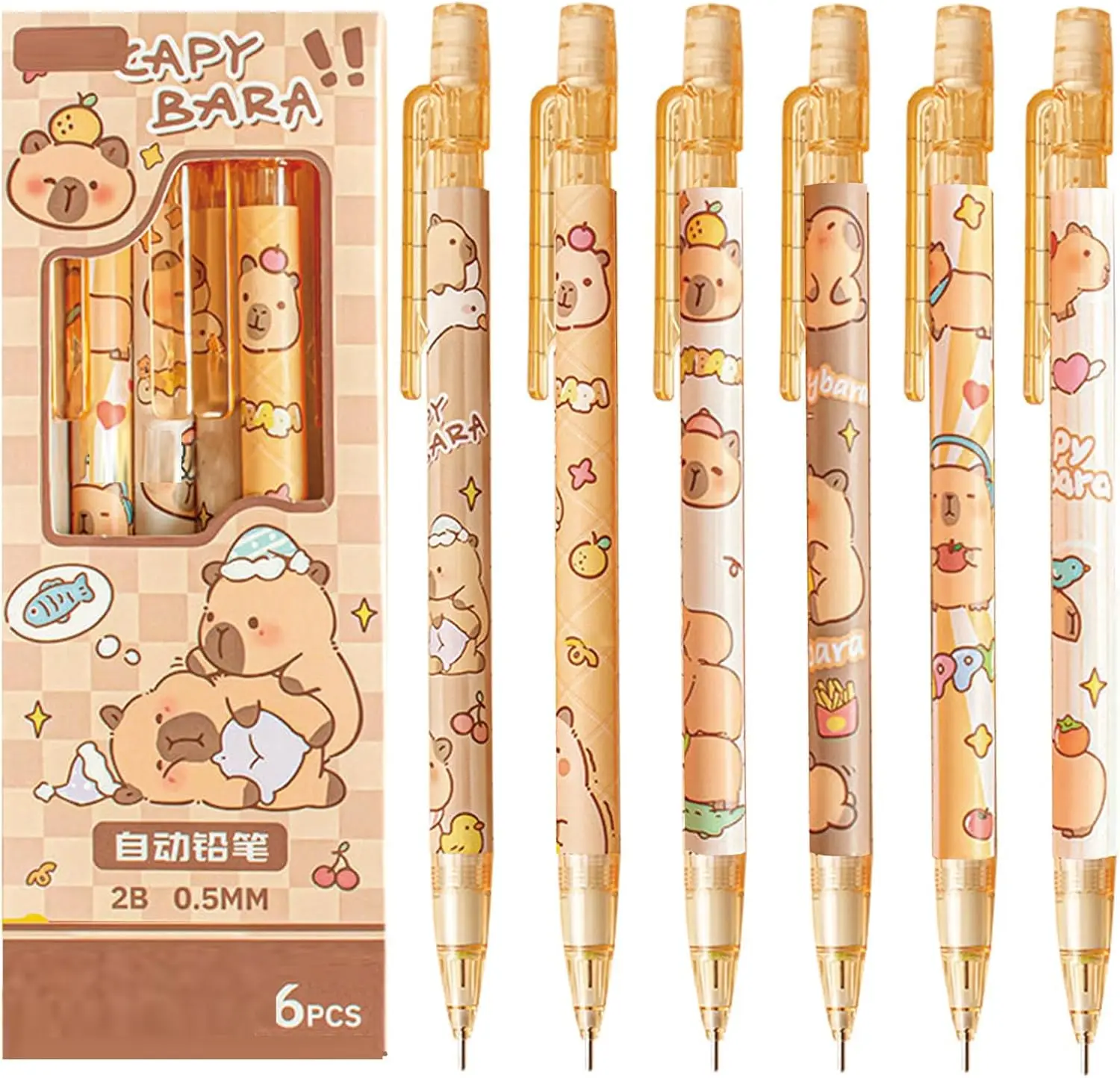 6 Pcs Cute Mechanical Pencils with Eraser 0.5mm Cartoon Capybara Mechanical Pencil Light Pencil for Kids Boy Girl Women
6 Pcs Cute Mechanical Pencils with Eraser 0.5mm Cartoon Capybara Mechanical Pencil Light Pencil for Kids Boy Girl Women