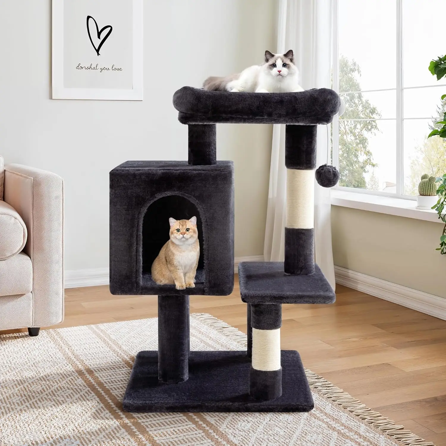 29 Inches Cat Tree Tower/Plush Perches Platform/Condo/House/Sisal Scratching Posts/Multi-Level Activity Center Furniture
29 Inches Cat Tree Tower/Plush Perches Platform/Condo/House/Sisal Scratching Posts/Multi-Level Activity Center Furniture