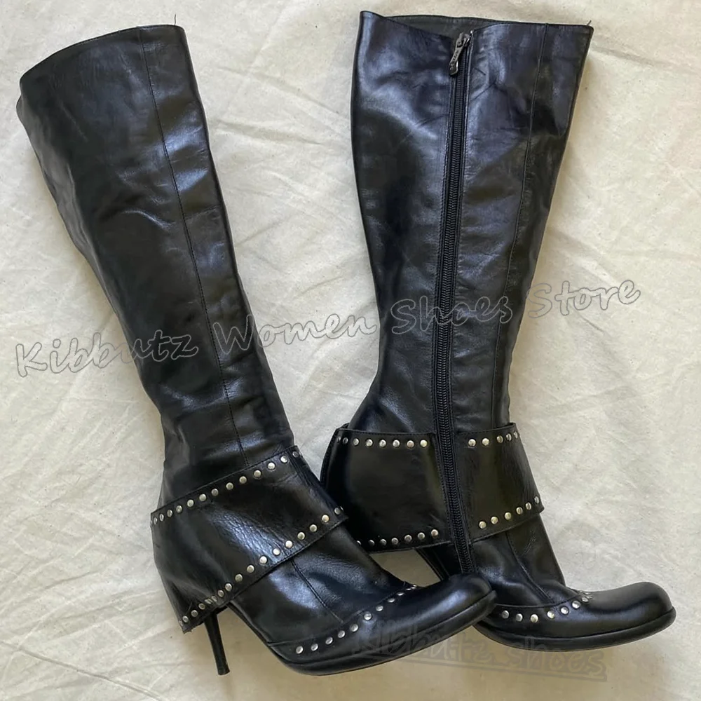 Сапоги до колена с заклепками, круглым носком, на тонком каблуке, кожаные однотонные боковые молнии, новинка, сексуальная элегантная лаконичная пряная обувь для девочек, новинка
Сапоги до колена с заклепками, круглым носком, на тонком каблуке, кожаные однотонные боковые молнии, новинка, сексуальная элегантная лаконичная пряная обувь для девочек, новинка