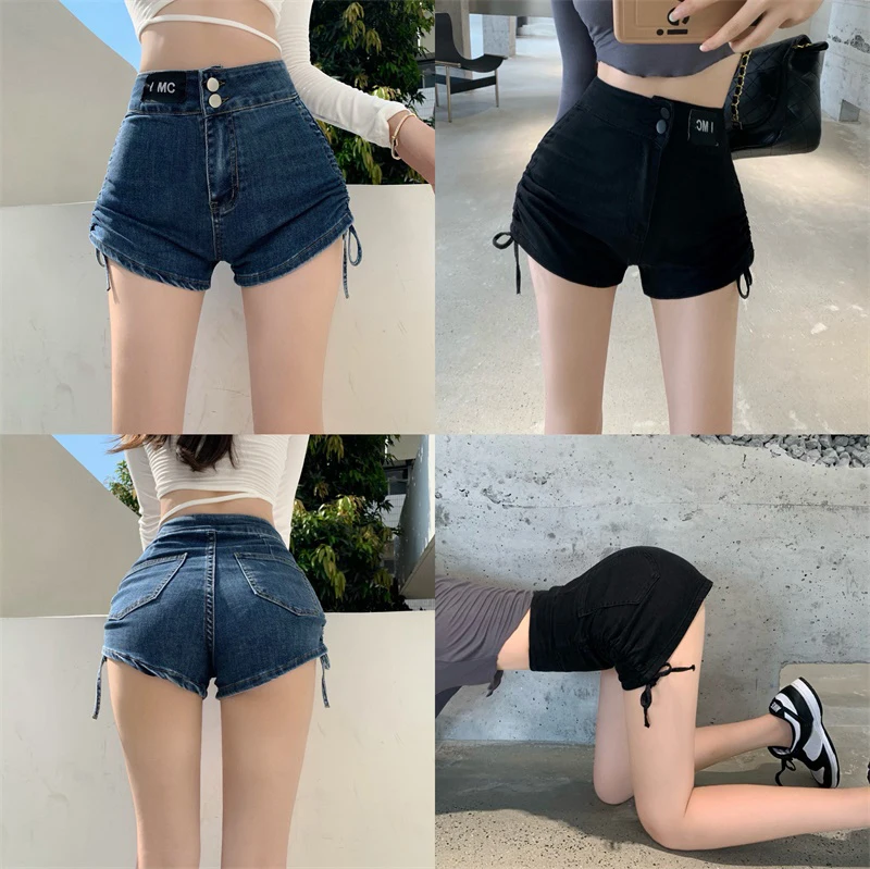 High Waist Elastic Denim Jeans Women's Slim Straight Leggings Black Drawstring Hot Pants Tight Casual Shorts Ultra Short Pants
High Waist Elastic Denim Jeans Women's Slim Straight Leggings Black Drawstring Hot Pants Tight Casual Shorts Ultra Short Pants