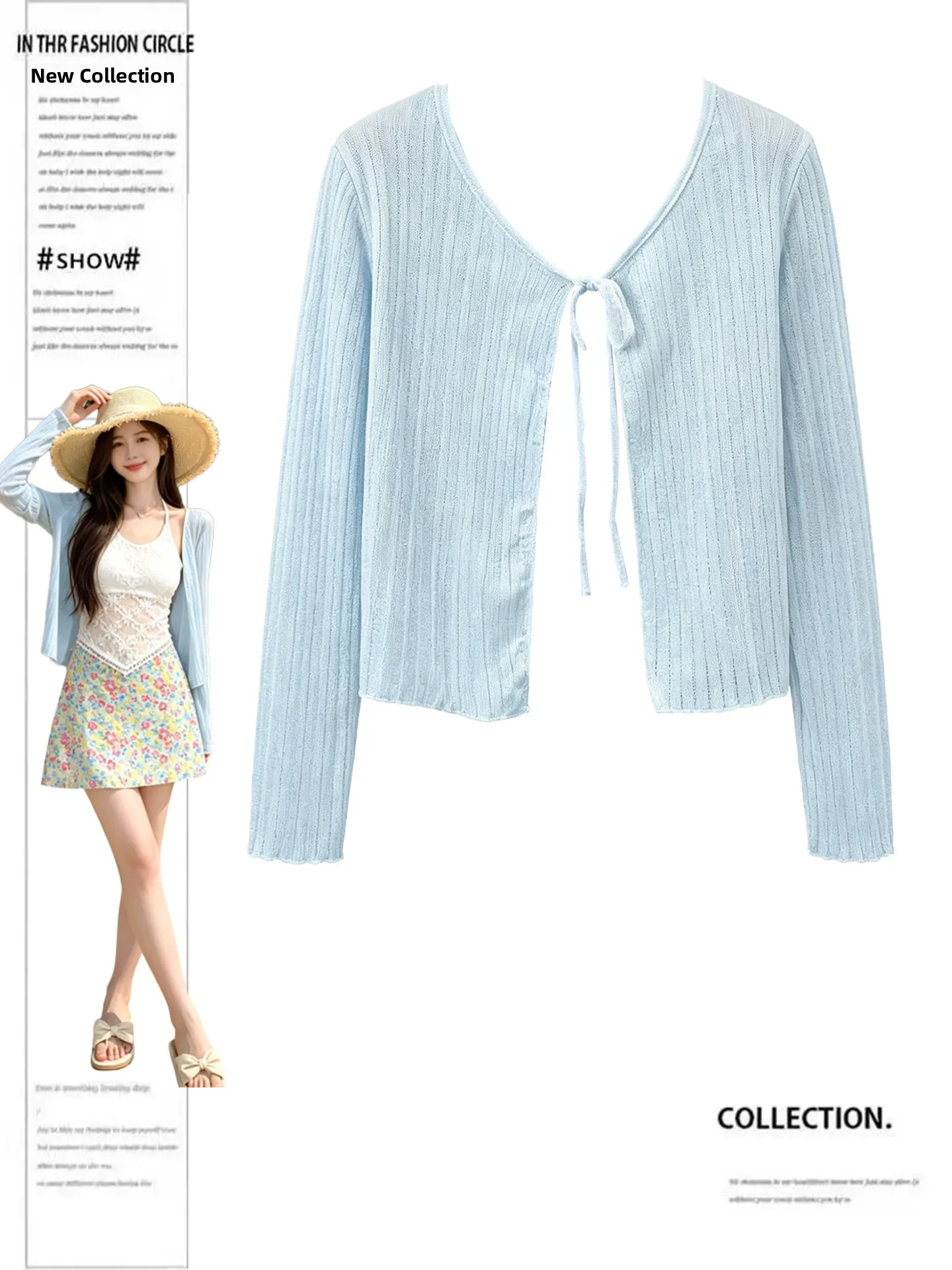 plus Size Korean Minimalist V-Neck Tied Knitted Open Cardigan Women's Summer Blue Sunscreen Air Conditioner Cardigan
plus Size Korean Minimalist V-Neck Tied Knitted Open Cardigan Women's Summer Blue Sunscreen Air Conditioner Cardigan