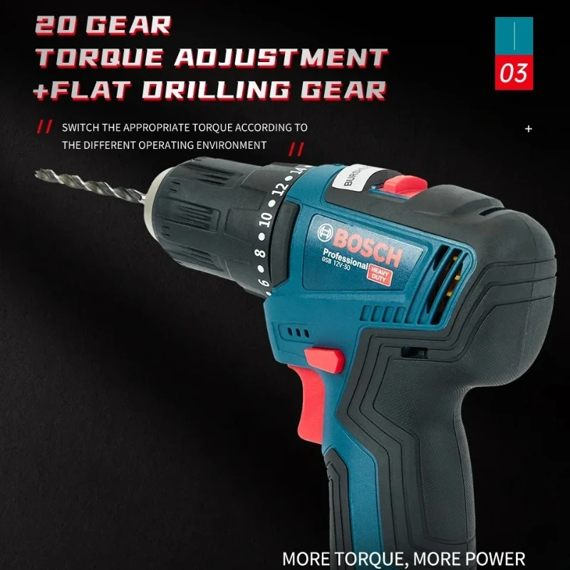 Bosch-GSB-12-V30 Professional Electric Drill, Cordless Driver, Heavy Duty, Multifunctional, Household, Screwdriver, DIY
Bosch-GSB-12-V30 Professional Electric Drill, Cordless Driver, Heavy Duty, Multifunctional, Household, Screwdriver, DIY