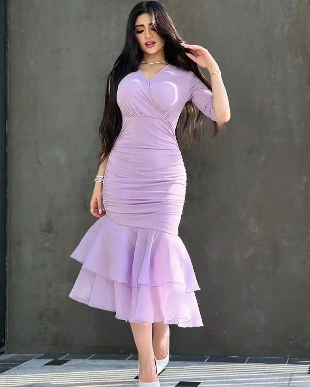Vintage Mermaid Prom Dresses V Neck Half Sleeves Evening Dresses Pleated Chiffon Tea Length Formal Party Dresses
Vintage Mermaid Prom Dresses V Neck Half Sleeves Evening Dresses Pleated Chiffon Tea Length Formal Party Dresses