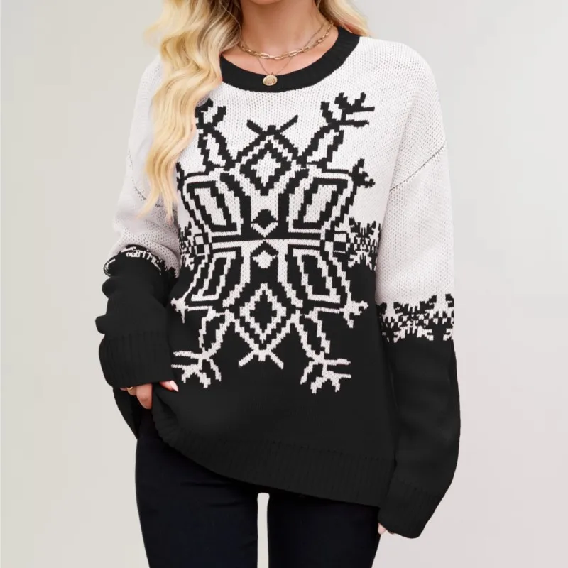 2025 Winter Women's Christmas Knitted Sweater Oversized Snowflake Pattern Casual Style & Warm for Holiday & Daily Wear
2025 Winter Women's Christmas Knitted Sweater Oversized Snowflake Pattern Casual Style & Warm for Holiday & Daily Wear