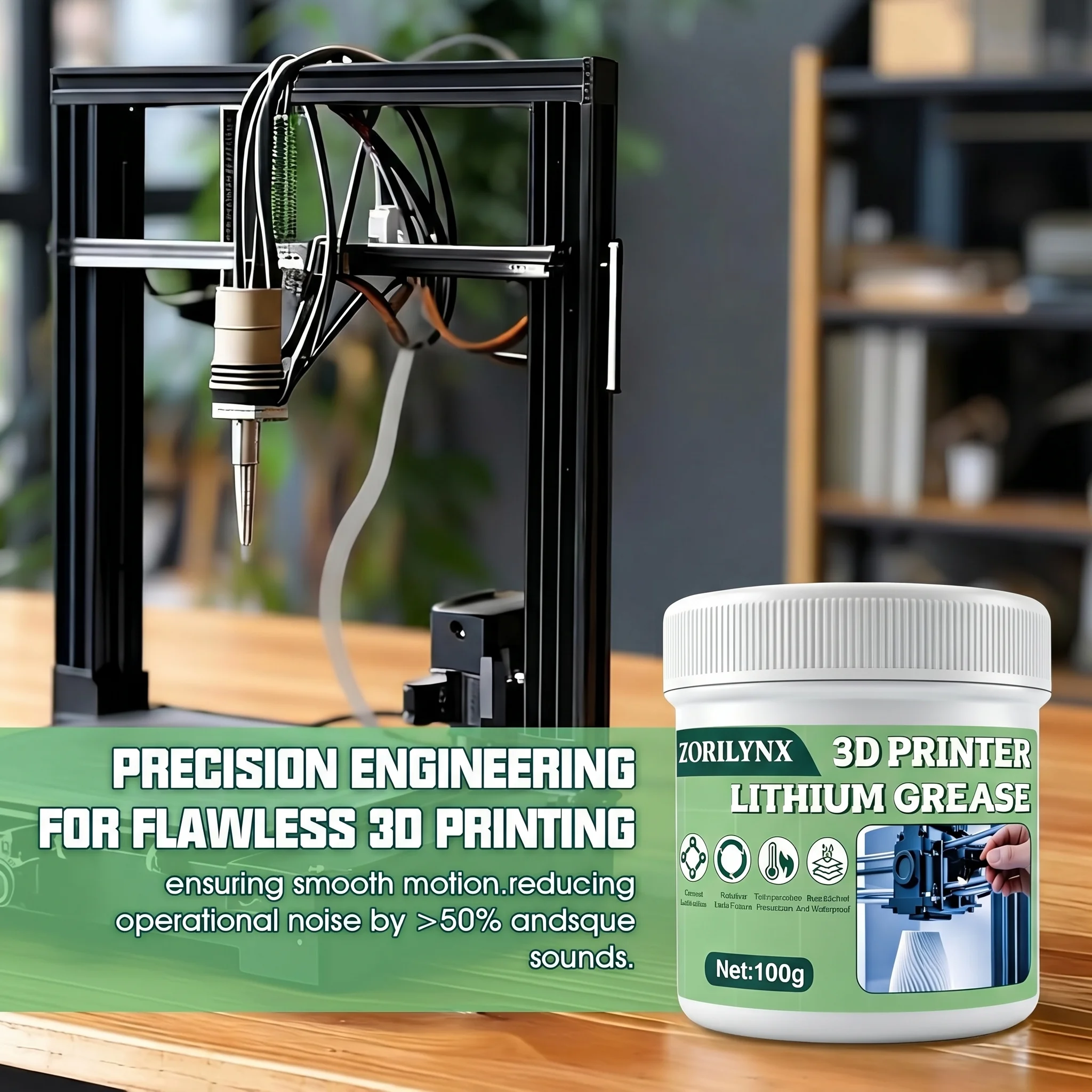 100g 3D Printer Grease Lithium Lubricant with Brush for Smooth Motion XYZ Axis Linear Rail Lead Screw Maintenance ZORILYNX
100g 3D Printer Grease Lithium Lubricant with Brush for Smooth Motion XYZ Axis Linear Rail Lead Screw Maintenance ZORILYNX