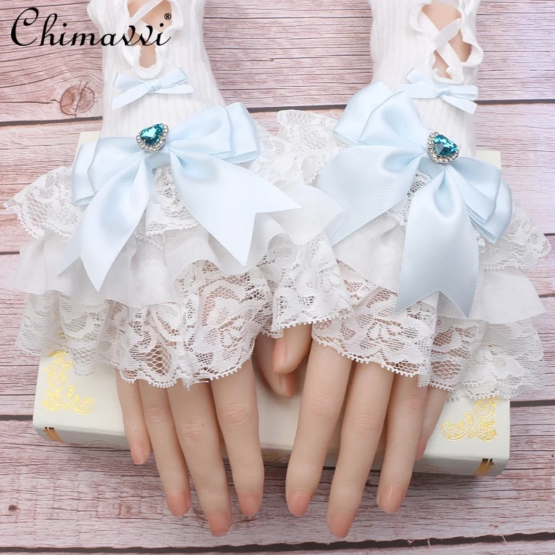 Handmade Sweet Girls Princess Lolita Mine Lace Bow Rhinestone Oversleeves 2025 New Japanese Cute Y2k Lace Sleeves Mittens
Handmade Sweet Girls Princess Lolita Mine Lace Bow Rhinestone Oversleeves 2025 New Japanese Cute Y2k Lace Sleeves Mittens