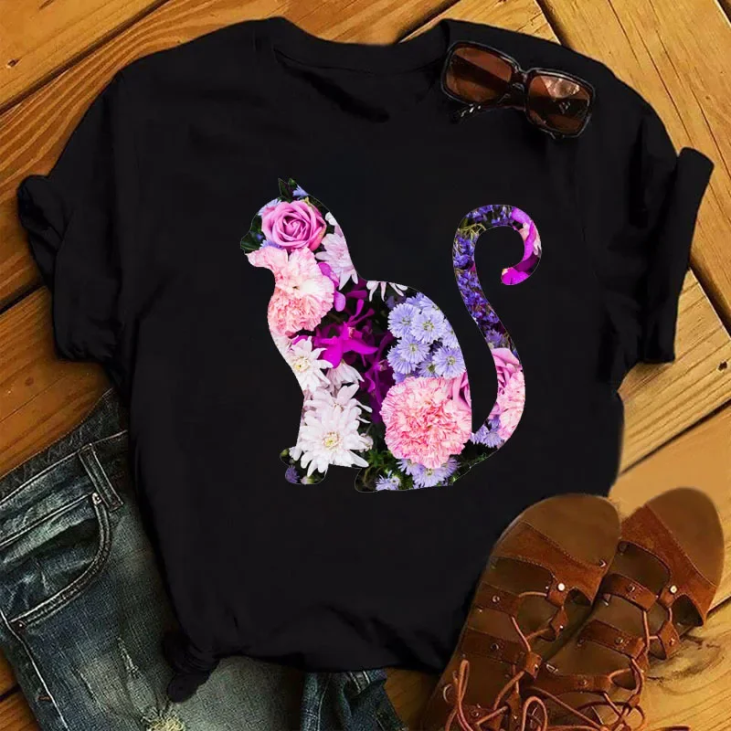 Flower Cat Print Women T Shirt Short Sleeve O Neck Loose Women Tshirt Ladies Tee Shirt Tops Camisetas Mujer
Flower Cat Print Women T Shirt Short Sleeve O Neck Loose Women Tshirt Ladies Tee Shirt Tops Camisetas Mujer