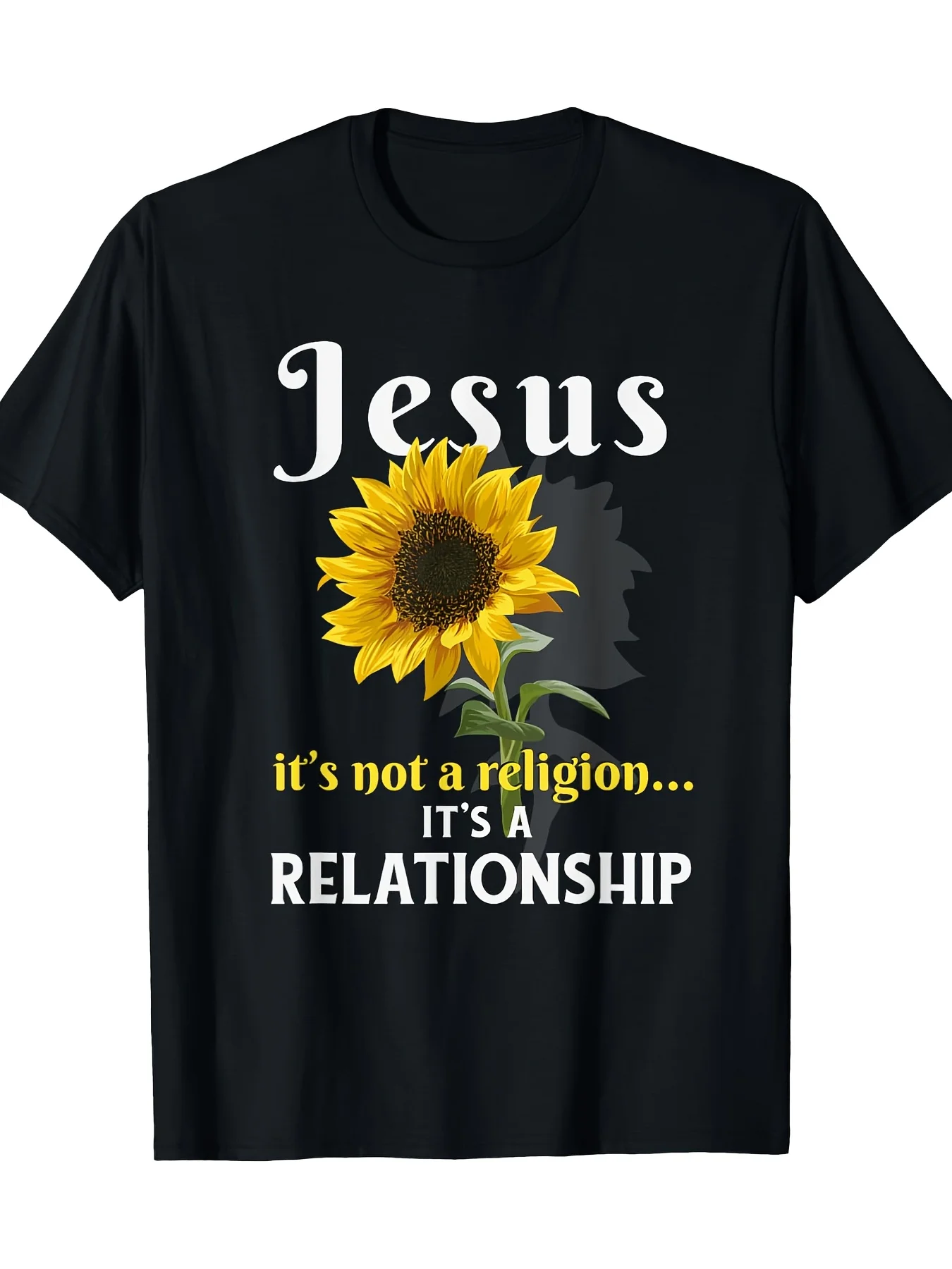 Men's "Jesus It's Not Religion, It's a Relationship" Graphic T-Shirt - 100% Cotton, Short Sleeve, Round Neck, Black with
Men's "Jesus It's Not Religion, It's a Relationship" Graphic T-Shirt - 100% Cotton, Short Sleeve, Round Neck, Black with