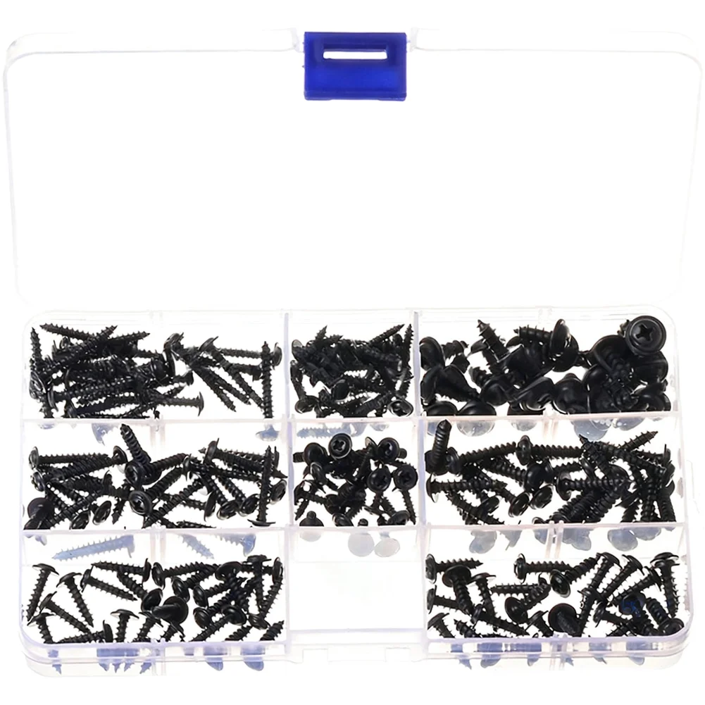 200 шт. черных оцинкованных саморезов с круглой головкой и крестообразным шлицем, с прессшайбой, размеры от M3.0 до M5.8
200 шт. черных оцинкованных саморезов с круглой головкой и крестообразным шлицем, с прессшайбой, размеры от M3.0 до M5.8