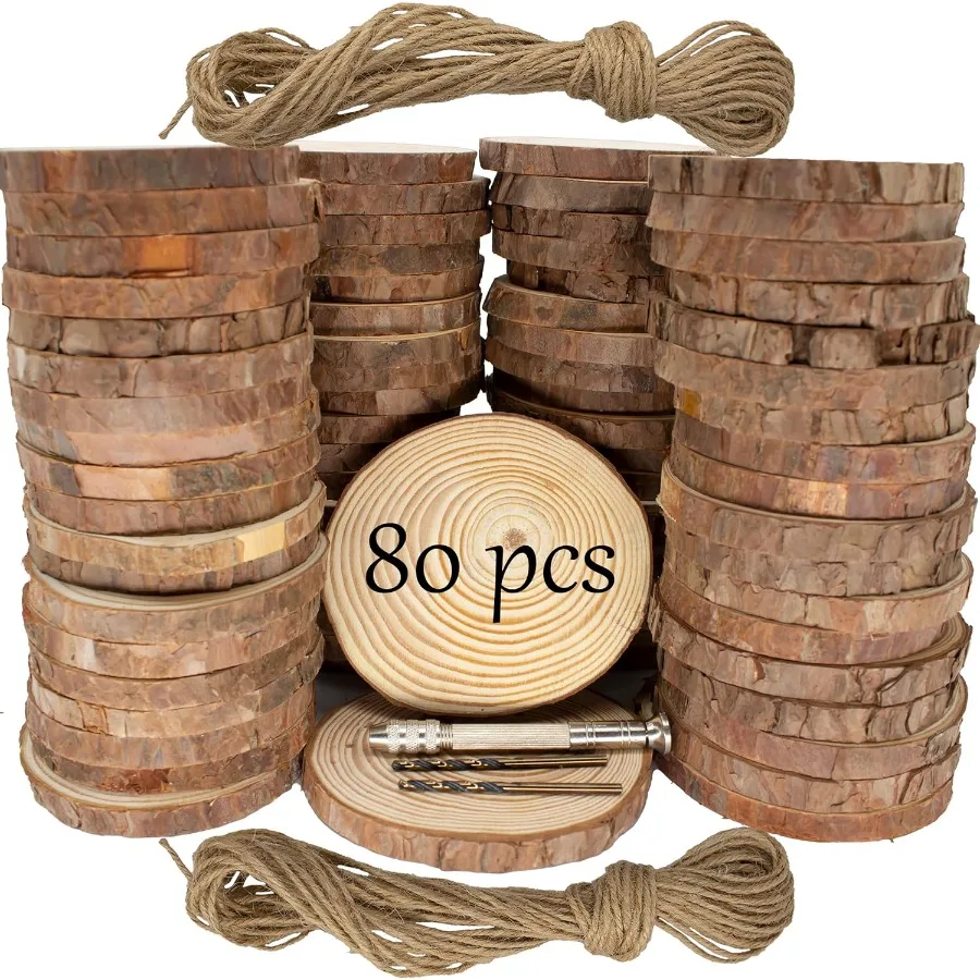 Unfinished Natural Wooden Slices 80 Pcs 3.24 Inch Wood Circles for Crafts DIY Christmas Ornament Craft Wood Kit with BitBlank R
Unfinished Natural Wooden Slices 80 Pcs 3.24 Inch Wood Circles for Crafts DIY Christmas Ornament Craft Wood Kit with BitBlank R
