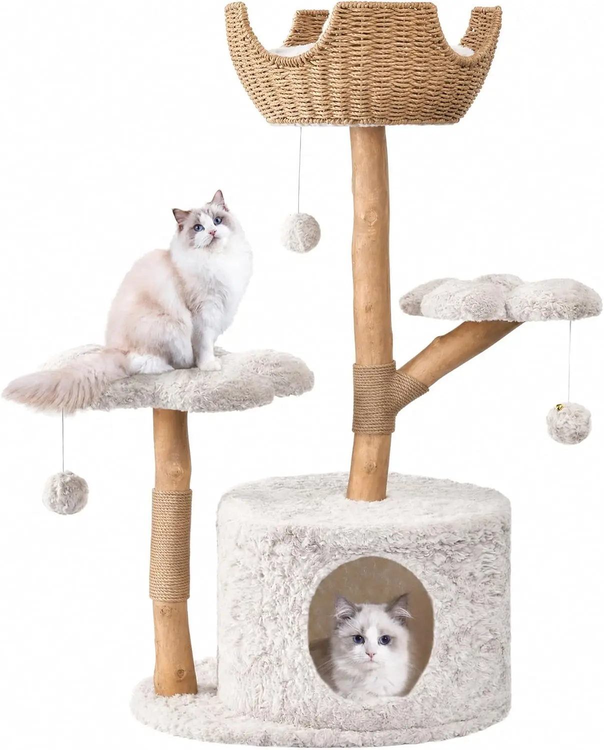 Modern Cat Tree, 43.3" Aesthetic Wood Cat Tree Tower for Large Cats, Luxury Cat Condo with Scratching Posts and Flower
Modern Cat Tree, 43.3" Aesthetic Wood Cat Tree Tower for Large Cats, Luxury Cat Condo with Scratching Posts and Flower