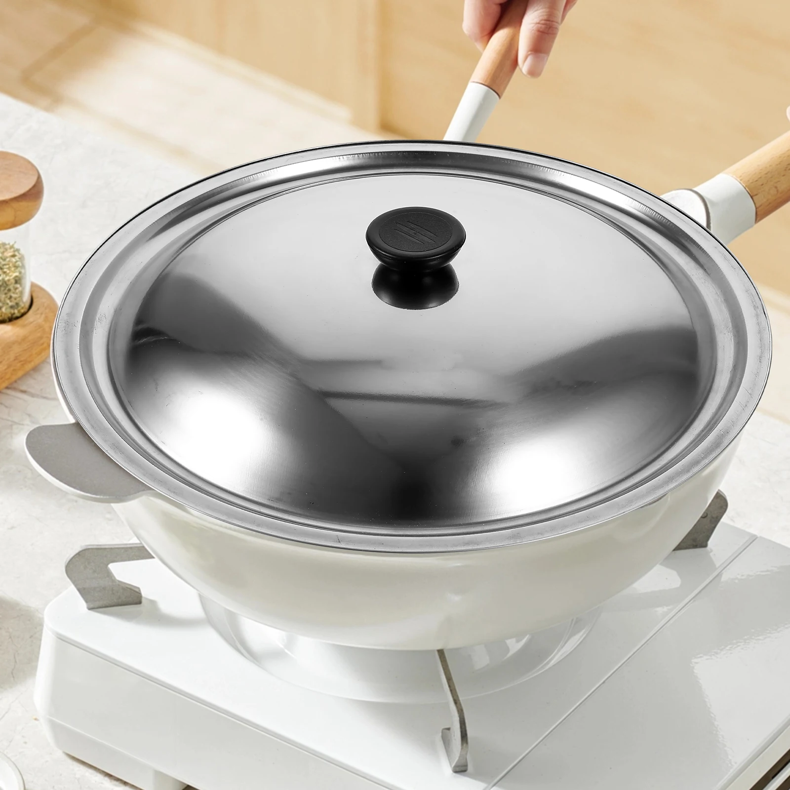 Universal Stainless Steel Frying Pan Replacement Thickened Strong Handle Easy Clean Portable Kitchen Pot Lid For Skillet
Universal Stainless Steel Frying Pan Replacement Thickened Strong Handle Easy Clean Portable Kitchen Pot Lid For Skillet