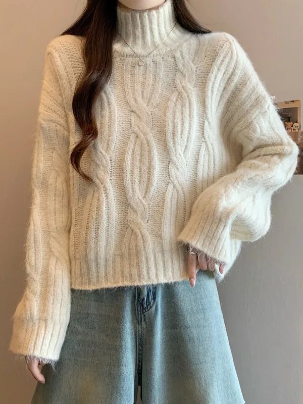 Свободный вязаный свитер с высоким воротником и спиральным узором для женщин, весенний, универсальный, больших размеров
Свободный вязаный свитер с высоким воротником и спиральным узором для женщин, весенний, универсальный, больших размеров