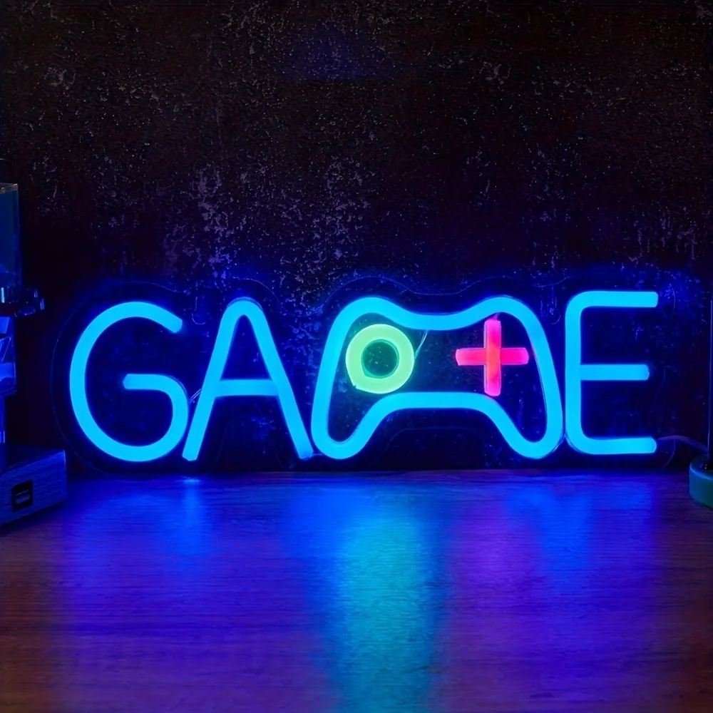 GAME with Controller A LED Neon Sign Dimmable USB Light for Gaming Room Setup E Sports Wall Decor Gamer Gift Cool Blue Lighting
GAME with Controller A LED Neon Sign Dimmable USB Light for Gaming Room Setup E Sports Wall Decor Gamer Gift Cool Blue Lighting