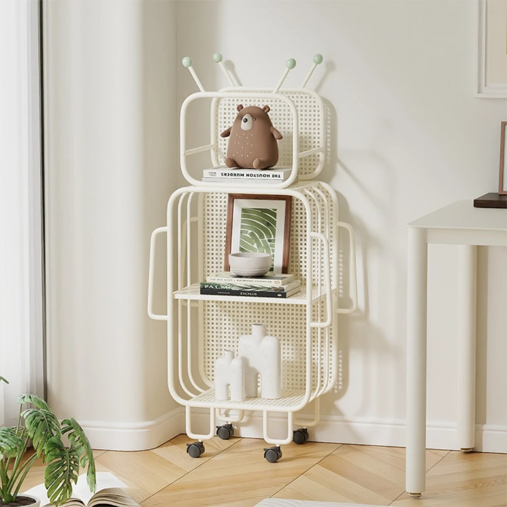 Creative Design Mobile Cart, Iron Wire Shelving Unit, Multilayer Rolling Storage Rack, Foldable Kitchen Organizer