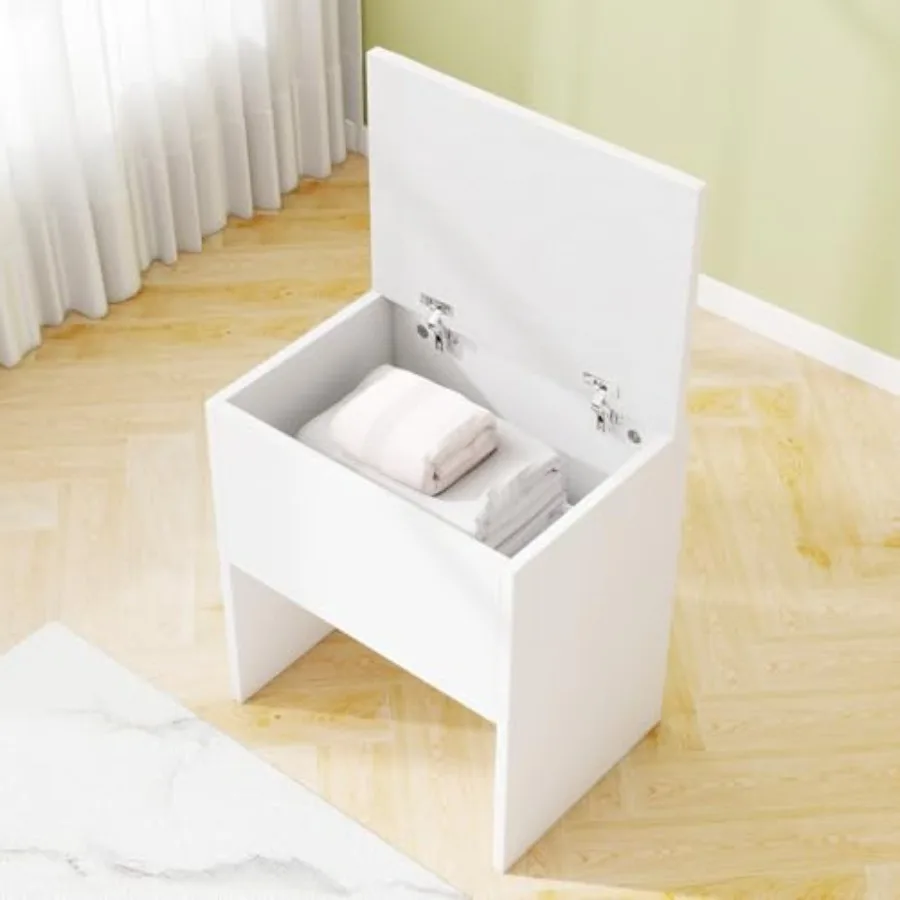 Vanity Stool with Hidden Storage, Cushioned Vanity Bench, Backless Makeup Stool with Soft Seat, Small Storage Footrest for Bedr
Vanity Stool with Hidden Storage, Cushioned Vanity Bench, Backless Makeup Stool with Soft Seat, Small Storage Footrest for Bedr