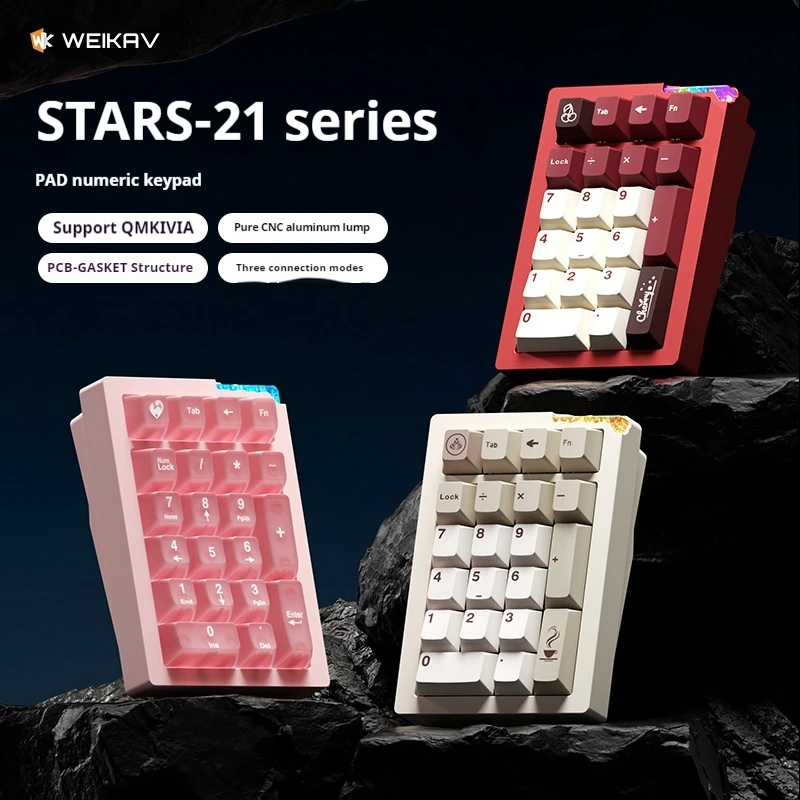 Weikav Stars21 Wireless Mini Mechanical Keyboard Aluminum Alloy Numeric Keypad Three-Mode Hot-Swappable Bluetooth Customized
Weikav Stars21 Wireless Mini Mechanical Keyboard Aluminum Alloy Numeric Keypad Three-Mode Hot-Swappable Bluetooth Customized